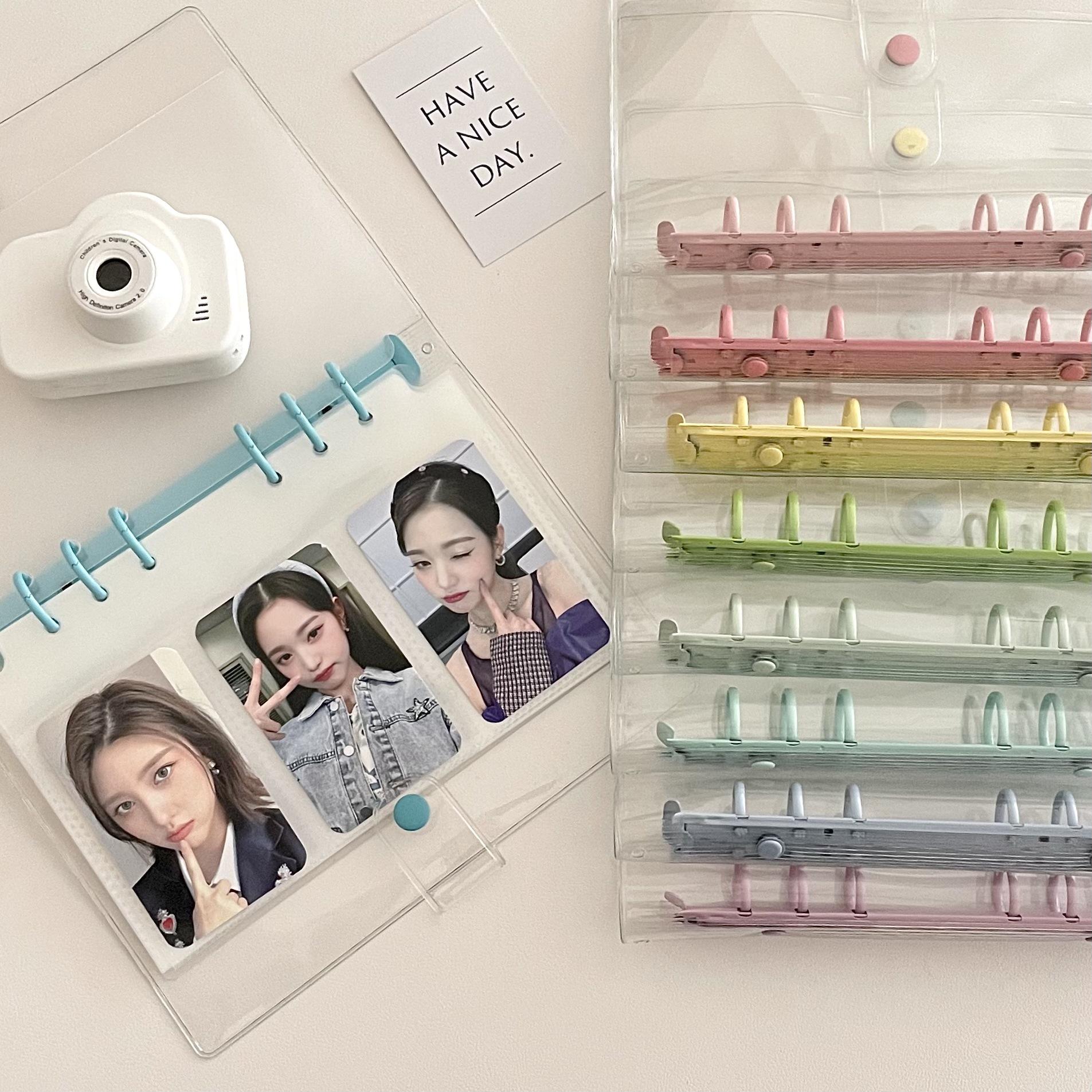Large Size Transparent Glitter PVC A6 6 Ring Loose Leaf Binder Shell Binder with Colorful Metal Clips Cash Envelopes Binder 2