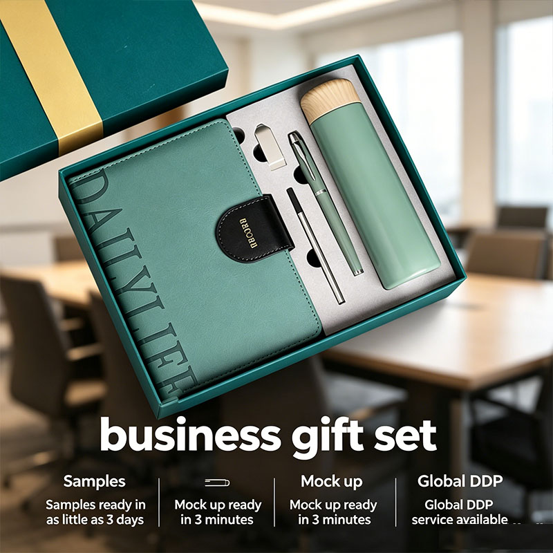Corporate Gift Set A5 PU Notebook with Pen 8 16 GB USB Drive 250 ml Water Bottle for VIP Client OEM Custom Logo Luxury Gift Set