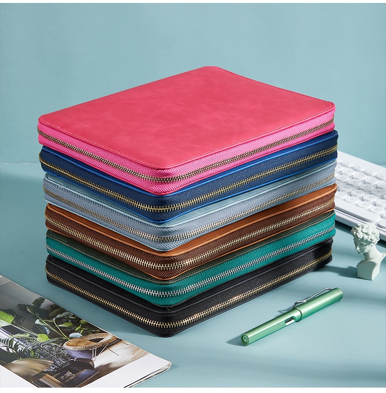 Custom Promotional Notebook Diary with Pen Box Binder Corporate Gift Set-PU Leather Silk Screen Printed
