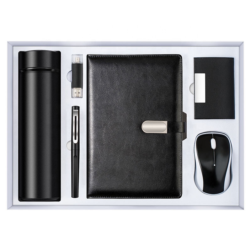Promotional Custom Fashion Unique Practical Set Pen Usb Wireless Mouse Digital Thermos  6 in 1 Business Gift Set