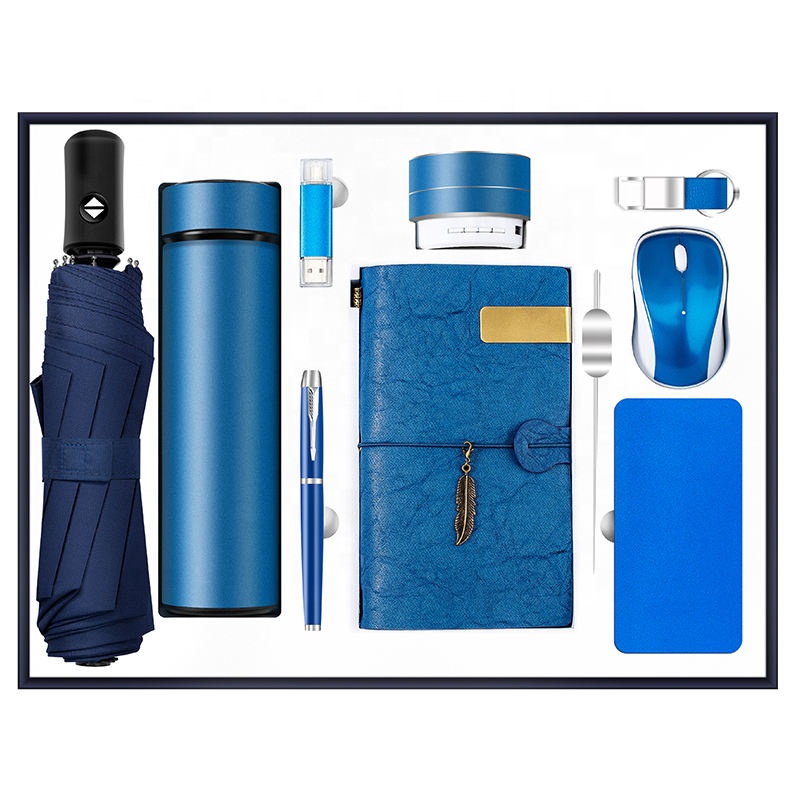 High End Luxury Custom Logo Corporate Gift Items Notebook Umbrella Vacuum Flask Speaker Promotion Business Gift Sets PU Leather