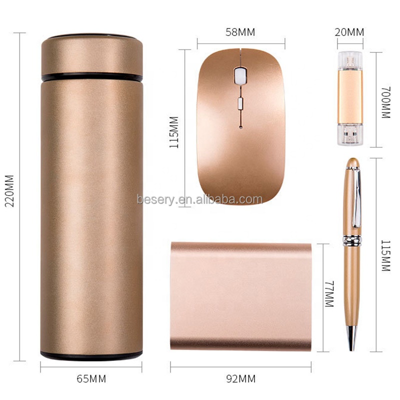 Customized Corporate Souvenirs Gift Item Promotional Thermos Flask Usb Bank Office Executive Combo Set Business Gift Set for Men 2