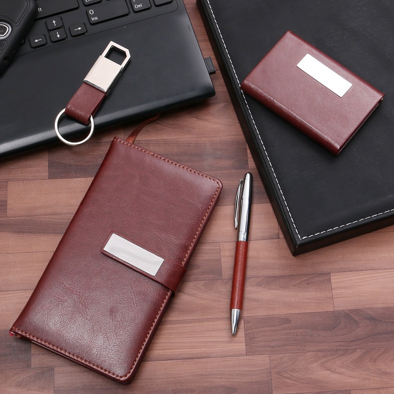 Custom Personalized Giveaways Promotional Journal Company Notebook with Pen Keychain Card Holder Corporate Business Gift Set 3