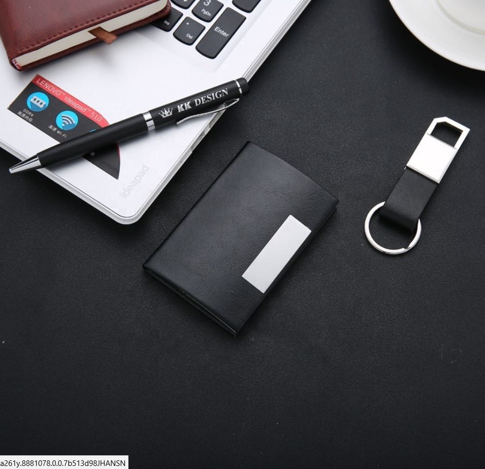 Wholesale Luxury Business Gift Set with Corporate Promotion Pen Key Chain Card Holder-Custom Logo Available Grey 2
