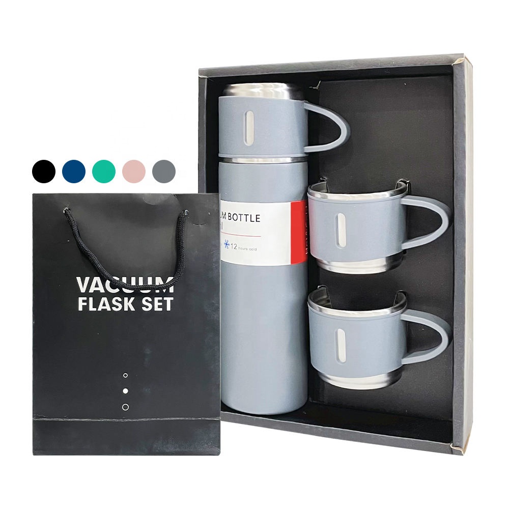 Wholesale 500ml Custom Logo Portable Business 304 Stainless Steel Vacuum Flask Set with Thermal Insulation 6-12 Hours Gift Box