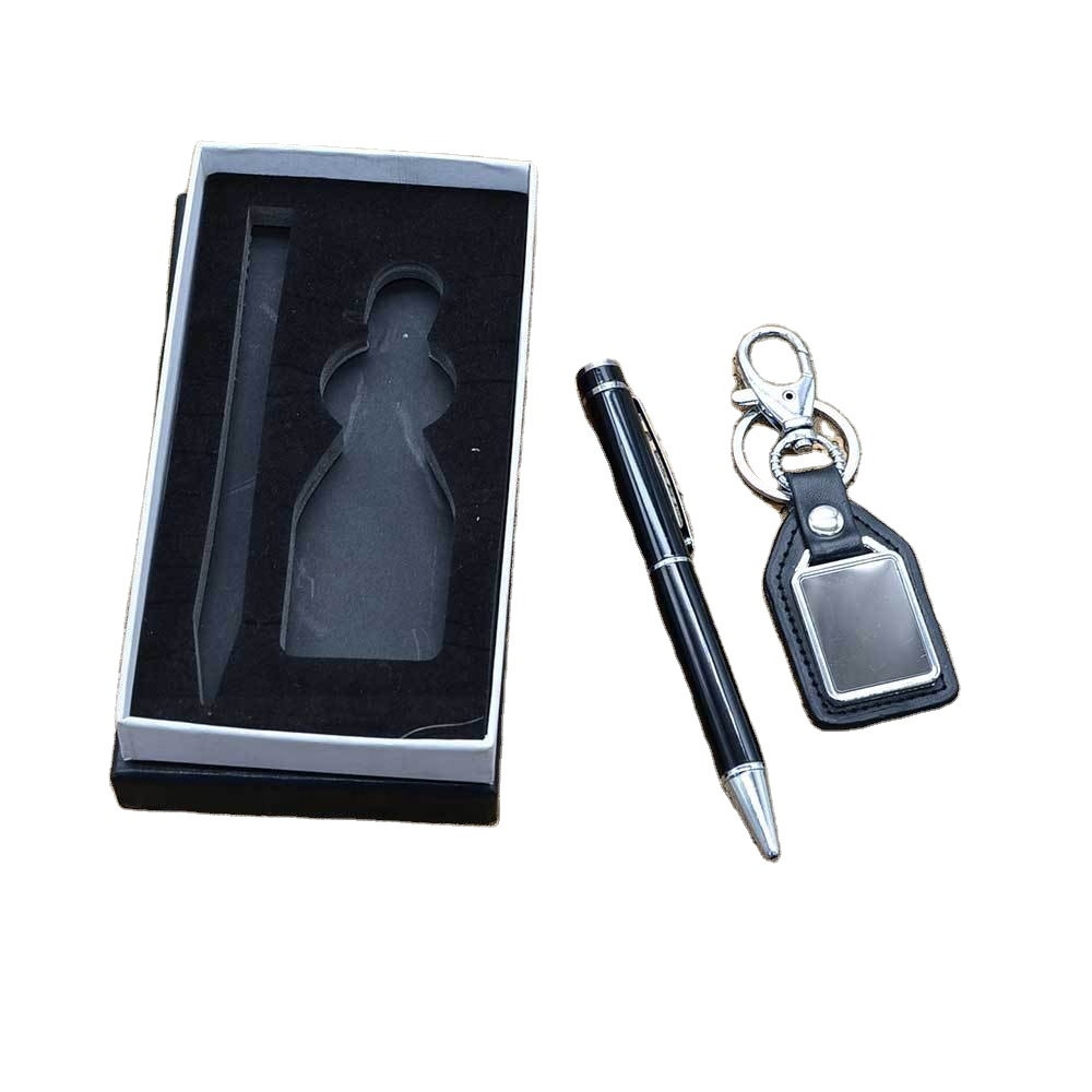 Besery Corporate Souvenir Leather Keychain for Pen Office Presents Promotional Business Gift Sets Custom Logo Portable for Men