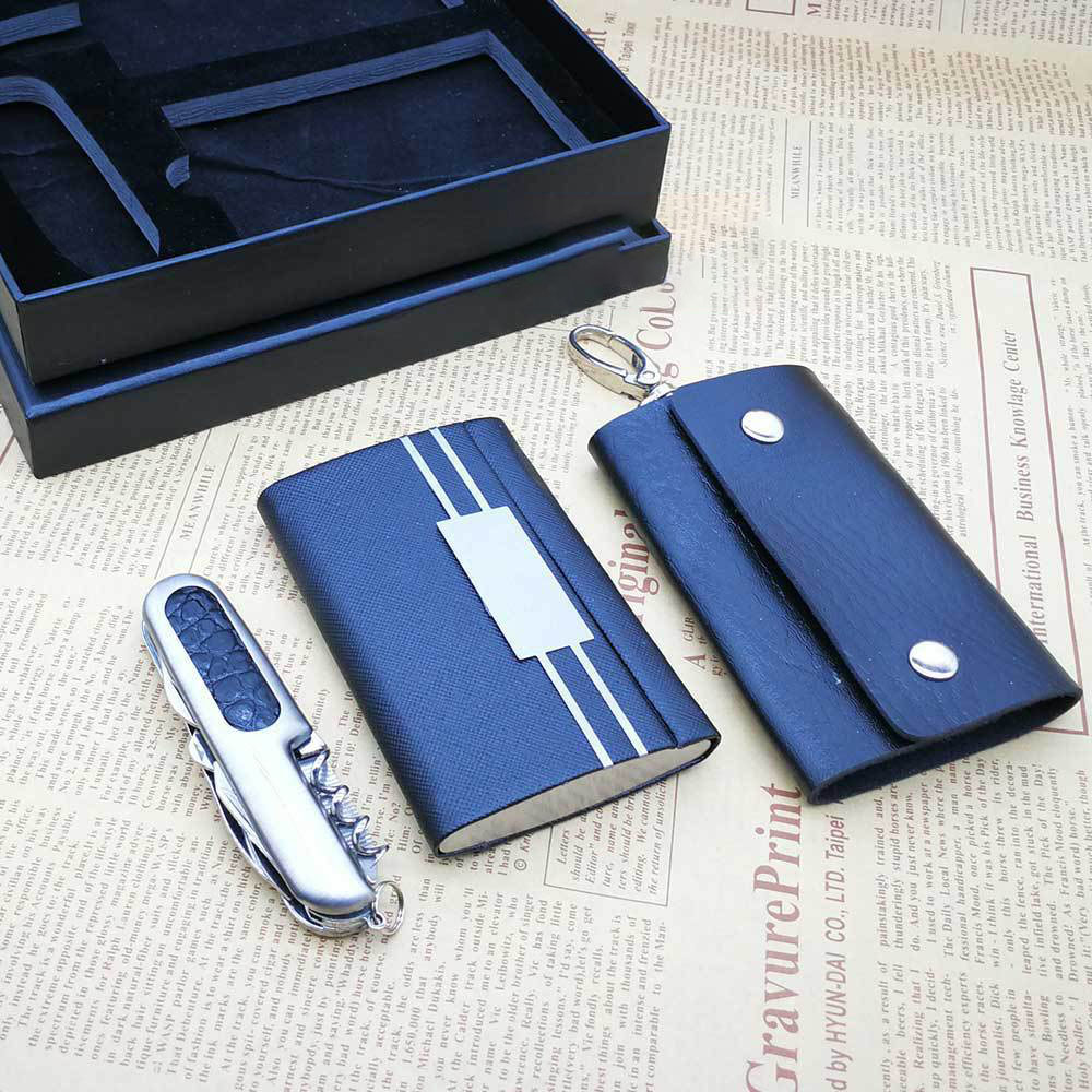 Wholesale Business Gift Set Office Custom Logo Business Card Box Knife Three-piece Set Luxury for Man Women 3