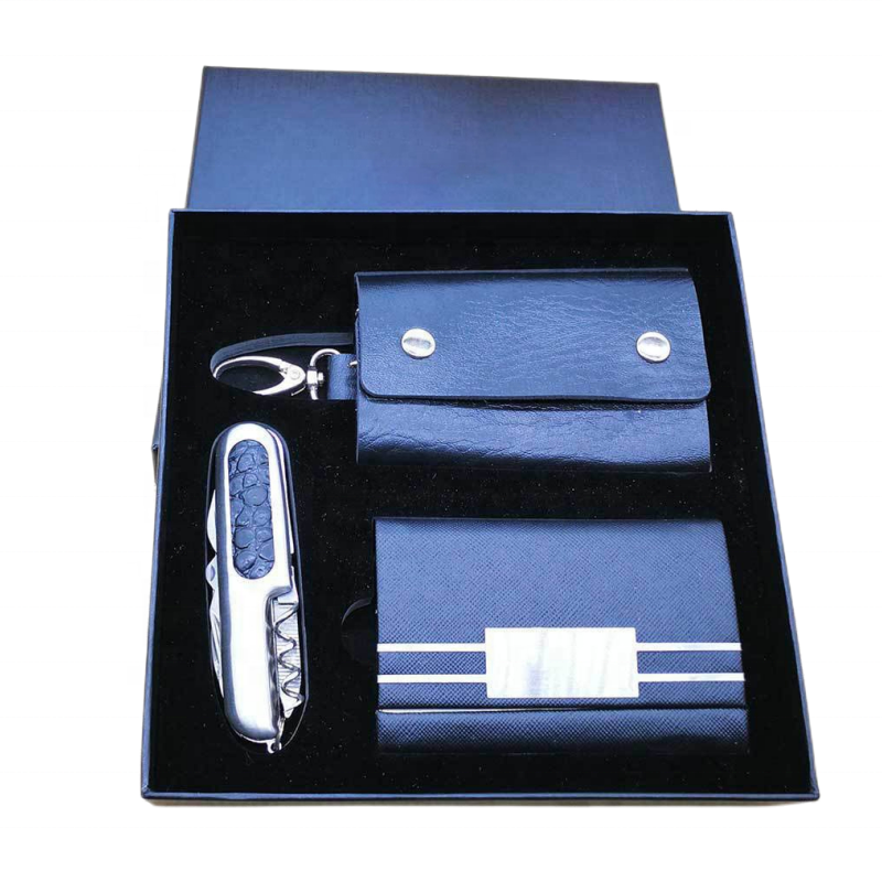 Wholesale Business Gift Set Office Custom Logo Business Card Box Knife Three-piece Set Luxury for Man Women