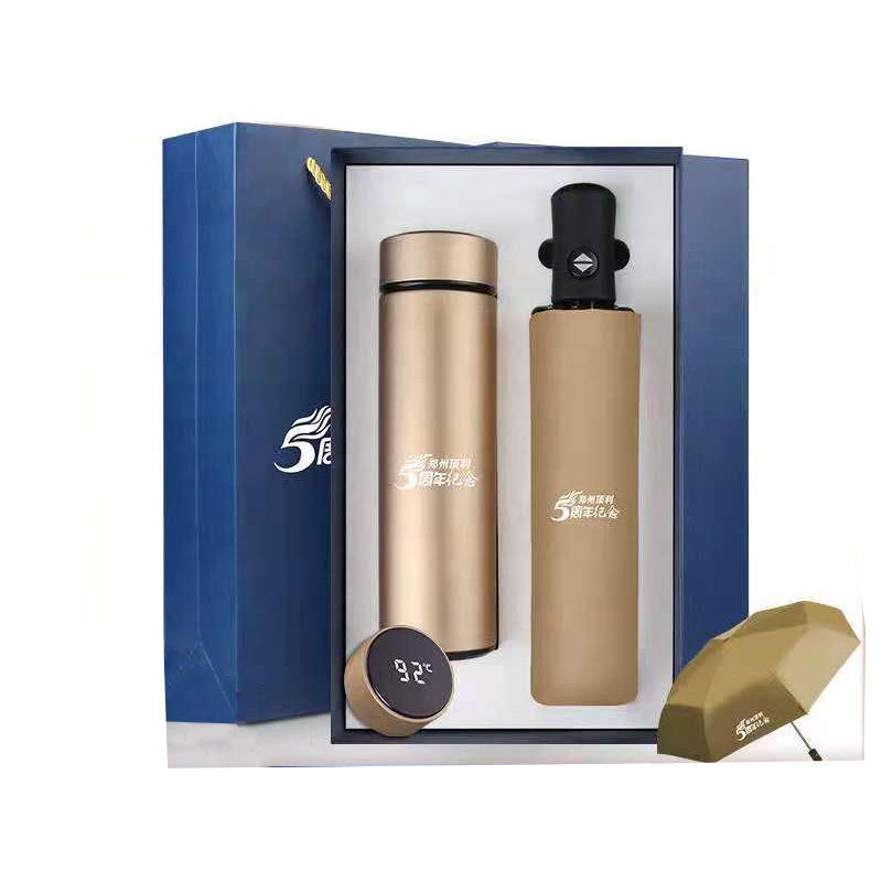 Custom logo Corporate Souvenir Gift Items Promotional Giveawaysa Dvanced Vacuum Flask Umbrella Set Business Vip Client Gift Set