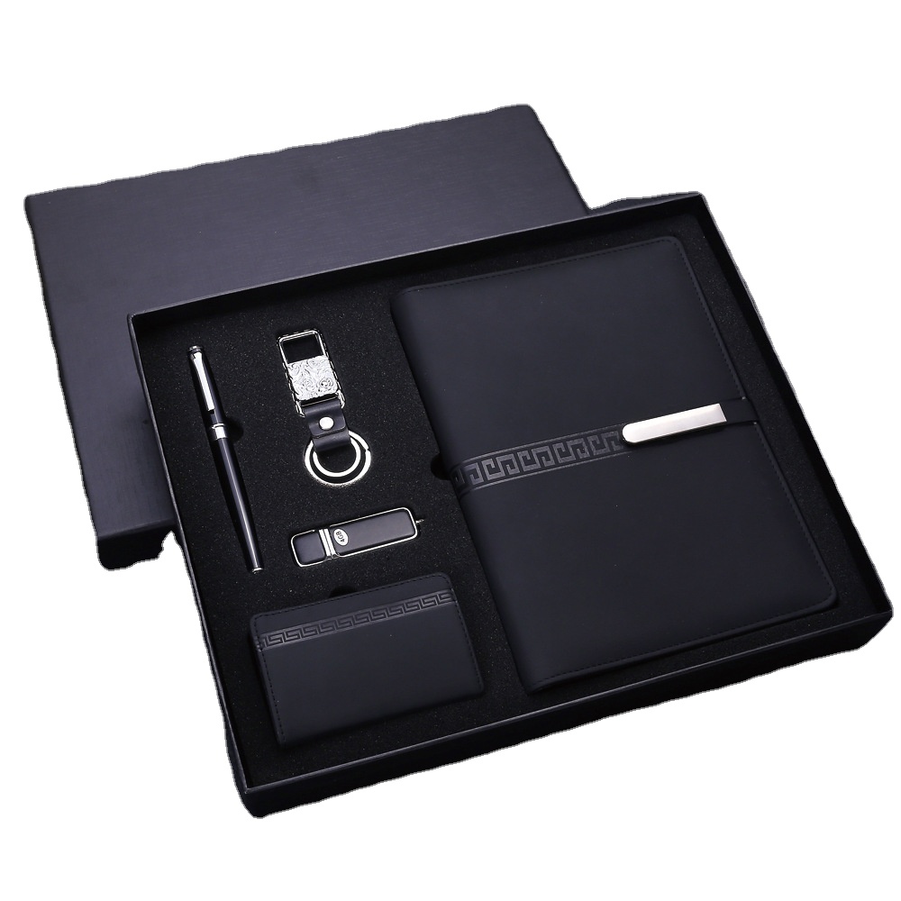 Custom logo Luxury Wedding Notebook With Usb Drive and Pen Corporate Business Promotional Gift Set
