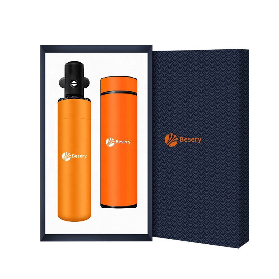 Factory Wholesale Promotional Corporate Customized Logo Luxury Custom Gift Colorful  Water Bottle Umbrella Set
