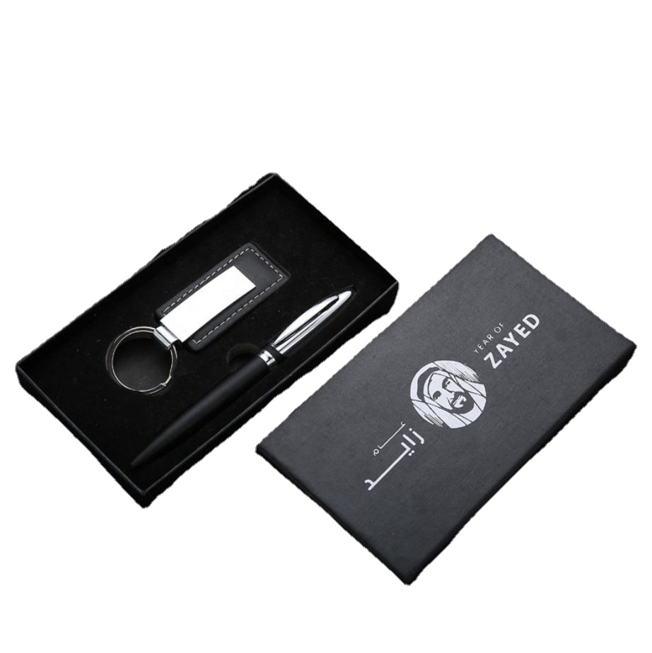 Luxury Corporate Pen Keychain with Pen Stationary Business Gift Set with Custom LOGO Men Gift Set