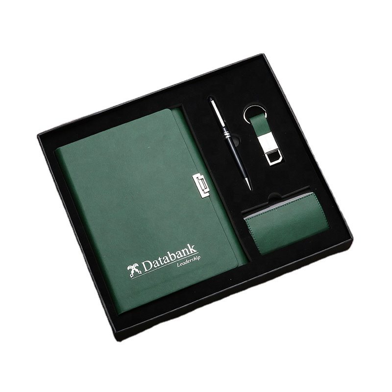 Besery Wholesale Promotional Customizable Logo Luxury Corporate Gifts A5 PU Notebook Business Card Box Pen Key Business Gift Set