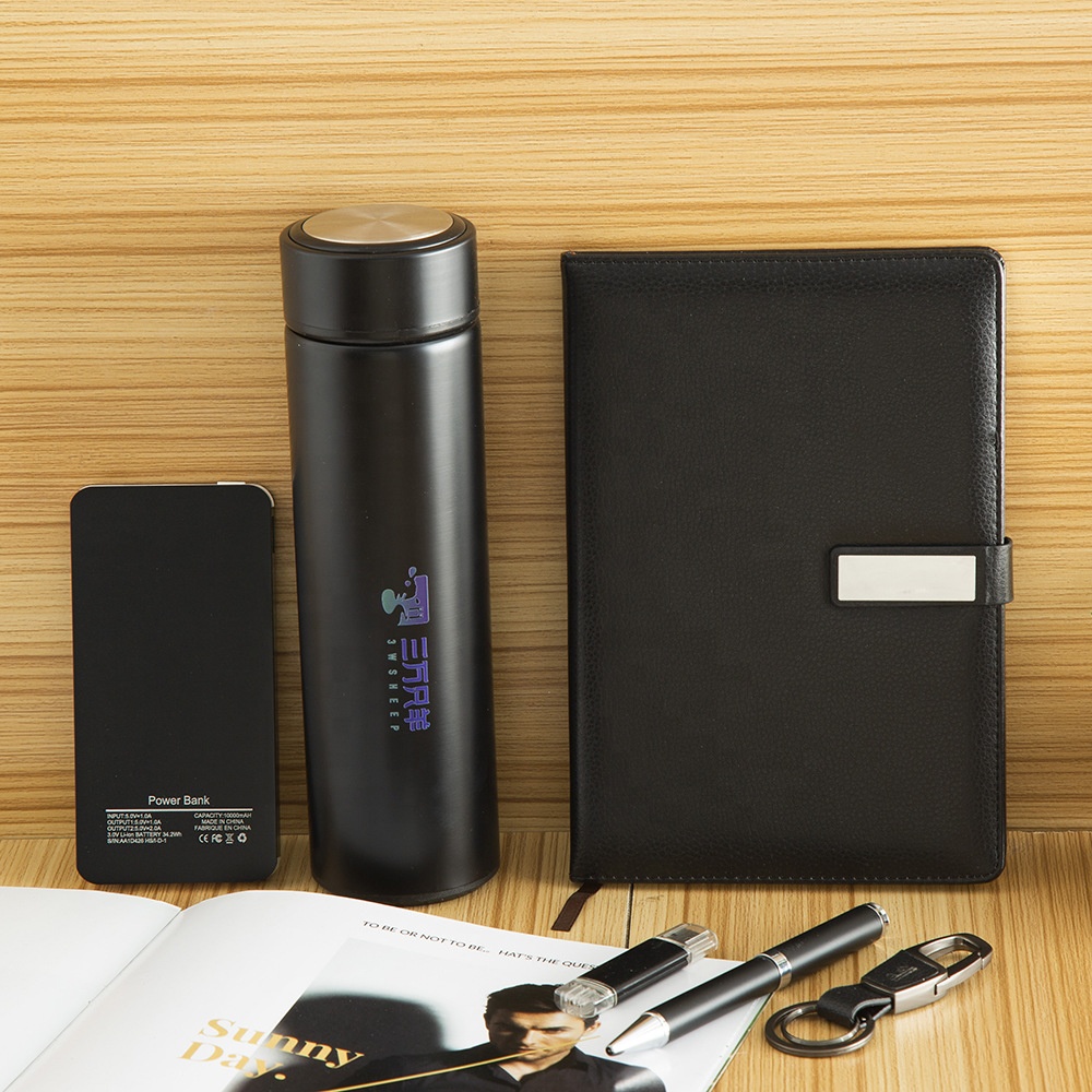 Besery High Quality Promotional Custom Logo Luxury Leather Card Holder Pen USB Digital Bottle 6 1 Business Gift Set Silk Screen 2