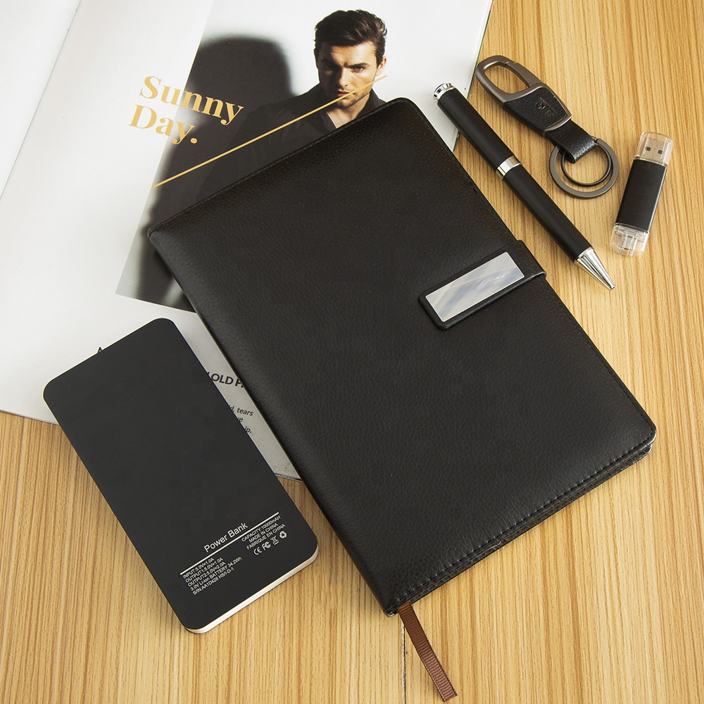 Besery High Quality Promotional Custom Logo Luxury Leather Card Holder Pen USB Digital Bottle 6 1 Business Gift Set Silk Screen 3