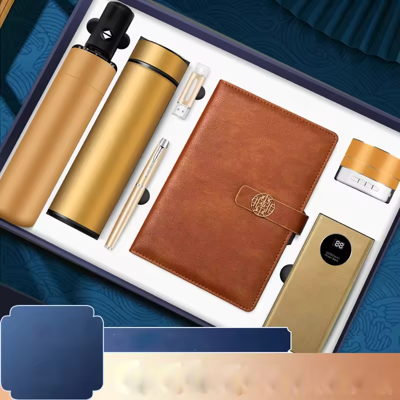 Corporate Custom logo Metal Pen Power Bank Audio Temperature Display Bottle Promotional Business Gift Set for Office Giveaways 2