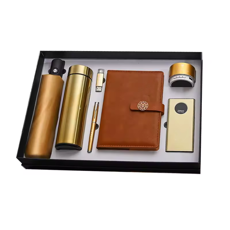 Corporate Custom logo Metal Pen Power Bank Audio Temperature Display Bottle Promotional Business Gift Set for Office Giveaways