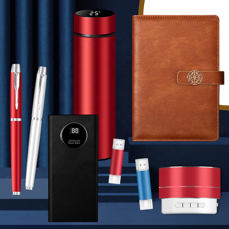 Corporate Custom logo Metal Pen Power Bank Audio Temperature Display Bottle Promotional Business Gift Set for Office Giveaways 3