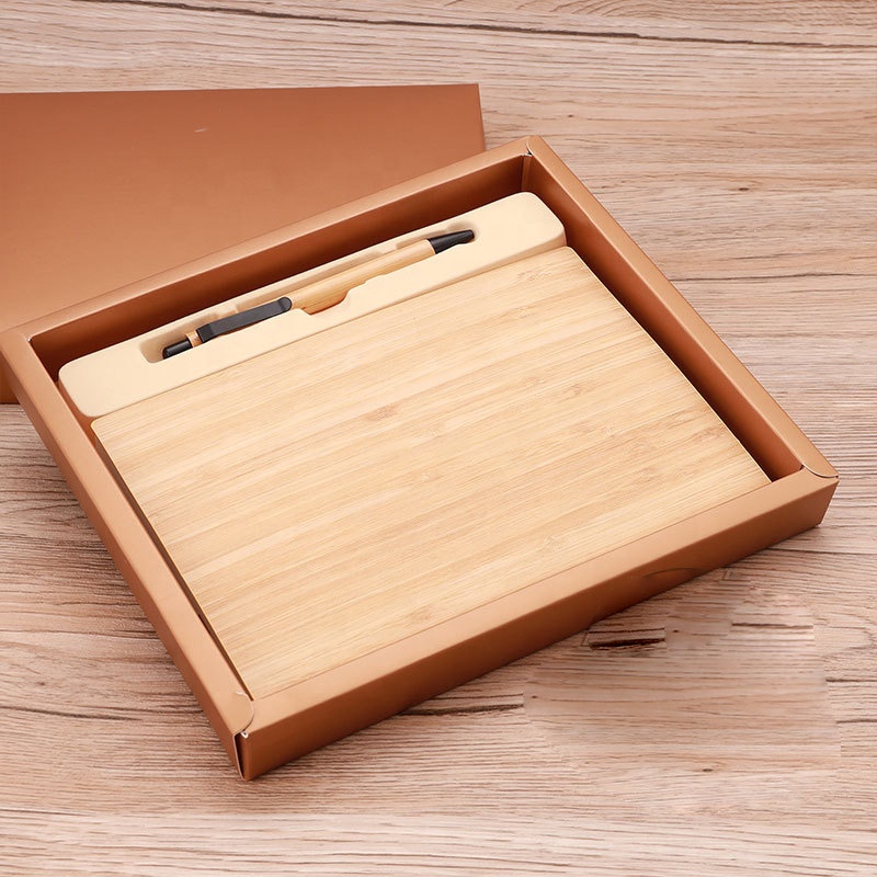 Promotional Bamboo Protection Wooden Personalized A5 Agenda Notebook With Pen Corporate Stationery Business Journal Gift Set
