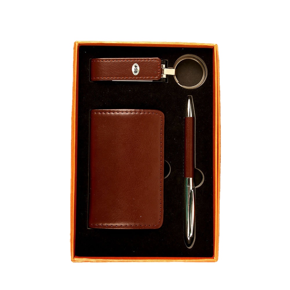 Father's Day Gift Set Card Holder Keychain USB Flash Drive Office Notepad Diary Journal School Business Stationery All Metal