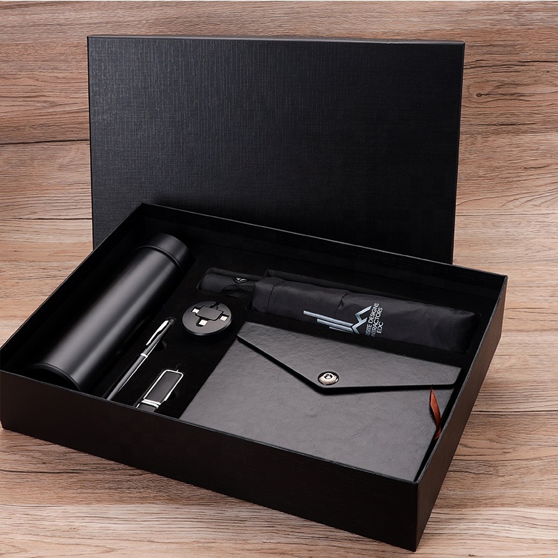 Father's Day Luxury Office Gift Promotional Notebook USB Keychain Pen Diary Vacuum Cup Umbrella Set Business Men Gift Set 6 in 1 2