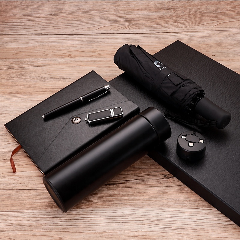 Father's Day Luxury Office Gift Promotional Notebook USB Keychain Pen Diary Vacuum Cup Umbrella Set Business Men Gift Set 6 in 1 3