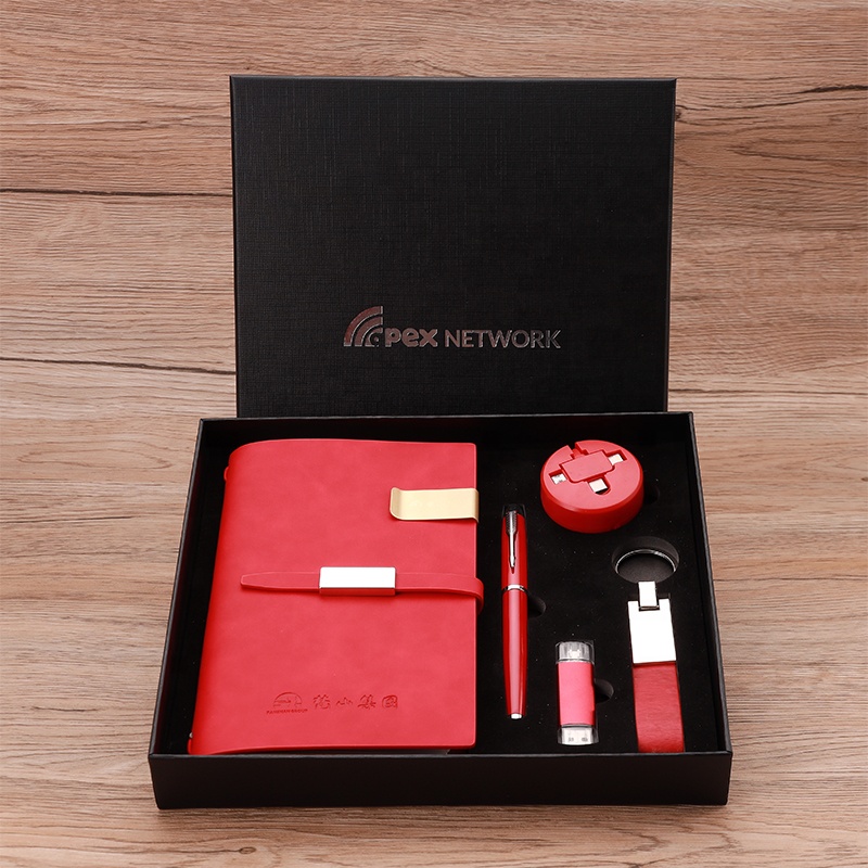Custom Promotional Metal A5 Luxury Business Notebook Gift Set with Pen Locker Portable Design Silk Screen Printing 3