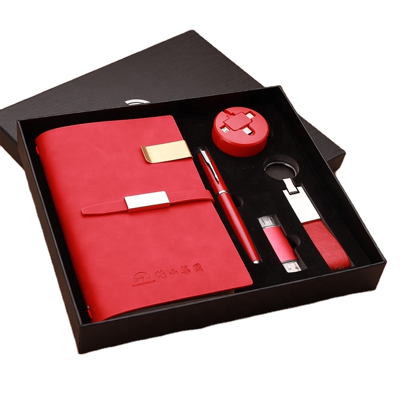 Custom Promotional Metal A5 Luxury Business Notebook Gift Set with Pen Locker Portable Design Silk Screen Printing