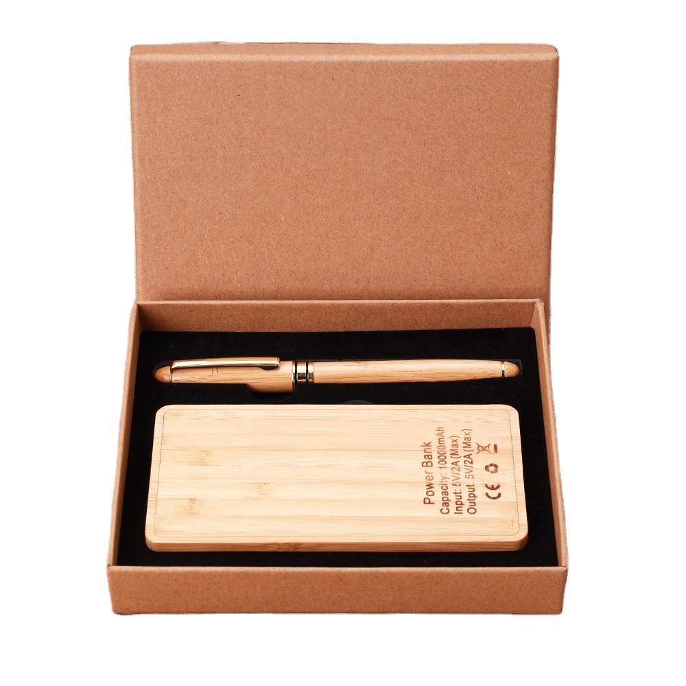 Luxury Custom logo Corporate Premium Souvenir Gift Wooden Power Bank Pen Office Other Promotional & Business Gift Set for Men