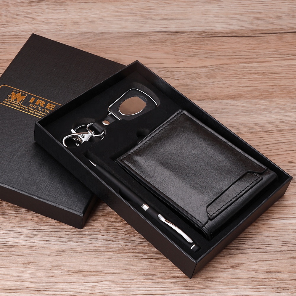 Promotional Items Custom Office Corporate Birthday Gifts with Embossed logo Factory Price Business Wallet Gift Set for Men 2