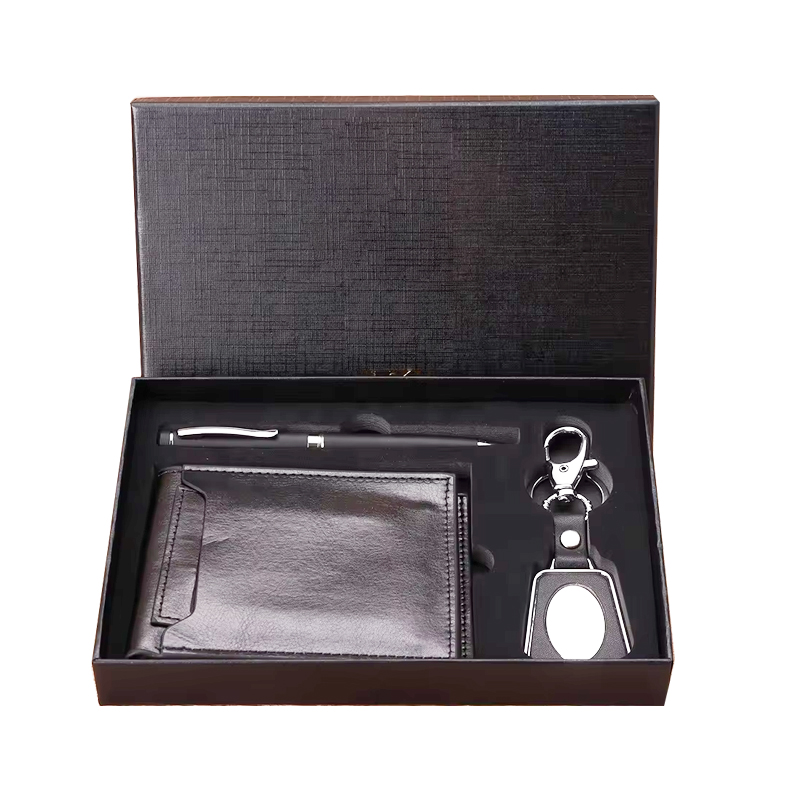 Promotional Items Custom Office Corporate Birthday Gifts with Embossed logo Factory Price Business Wallet Gift Set for Men