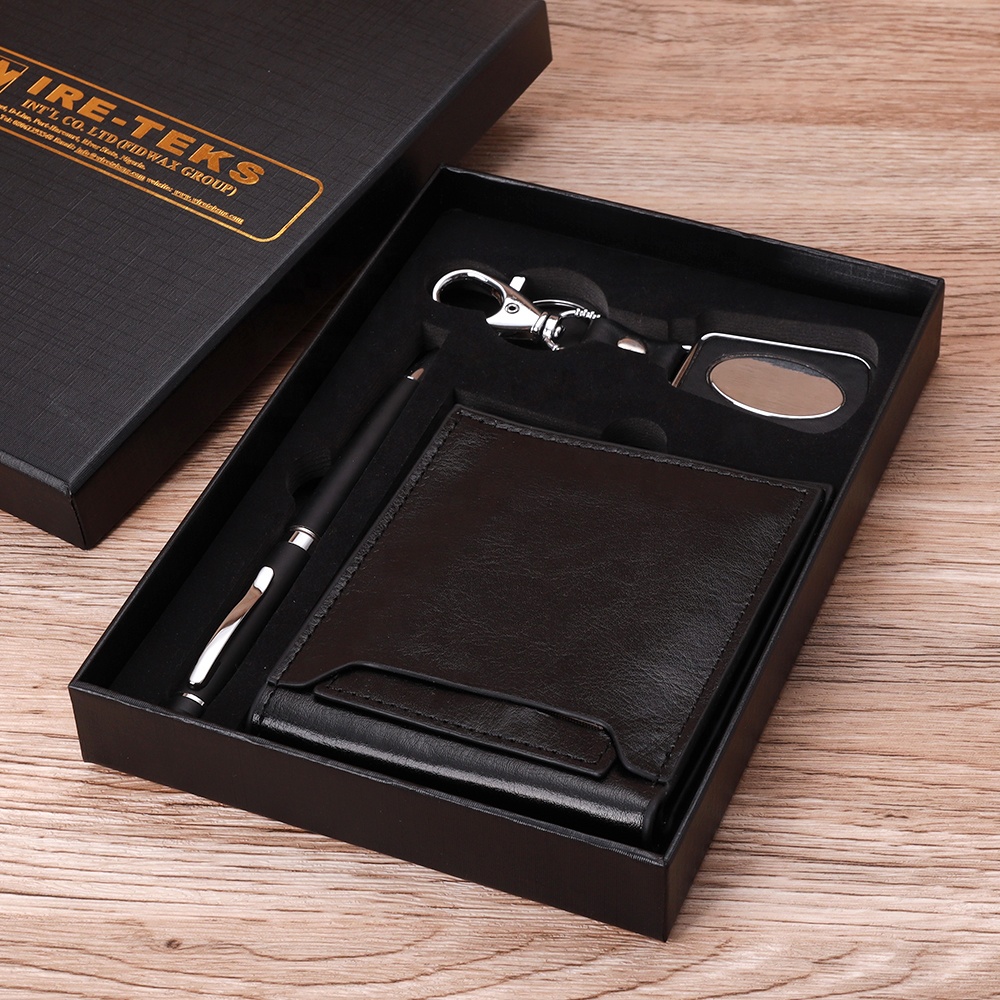 Promotional Items Custom Office Corporate Birthday Gifts with Embossed logo Factory Price Business Wallet Gift Set for Men 3