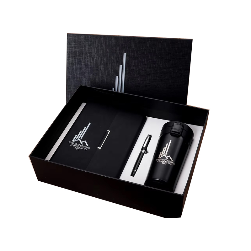Custom Logo Luxury Notebook Pen Water Bottle Keychain Promotional Office Business Gift Set with Custom Printing