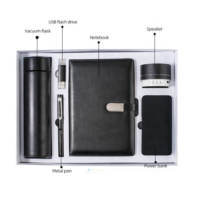 Customized Promotional Corporate Executive Gift A5 Notebook&pen&USB Flash Drive&thermos&speaker&power Bank Set Business Gift Set