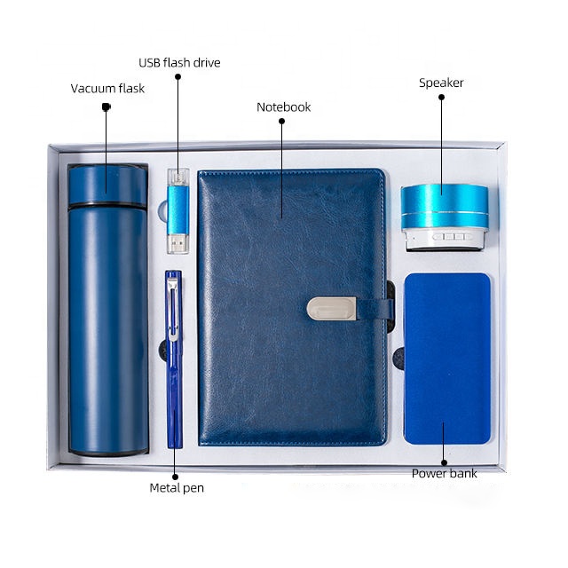 Customized Promotional Corporate Executive Gift A5 Notebook&pen&USB Flash Drive&thermos&speaker&power Bank Set Business Gift Set 3