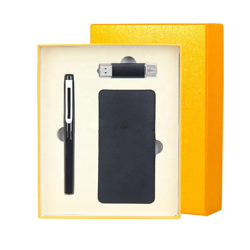 Luxury Office Custom logo Corporate Executive Gift Promotional Pen&USB Flash Drive&power Bank Gift Box Set Business Gifts Set