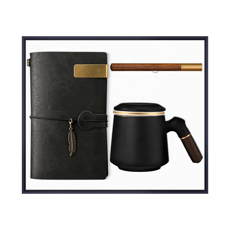 Promotional Luxury Business Gift Set with PU Leather Pen Notebook & Keychain-Custom Logo 3-in-1 Thanksgiving Gift