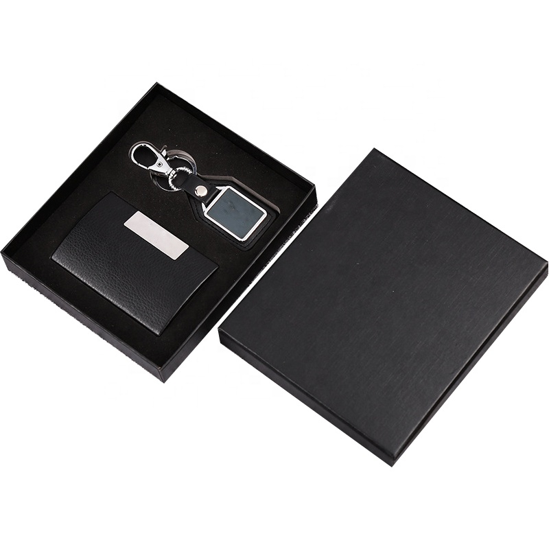 Custom Logo Corporate Gift Set-Luxury Promotional Card Holder and Keychain for Office Business for Advertising