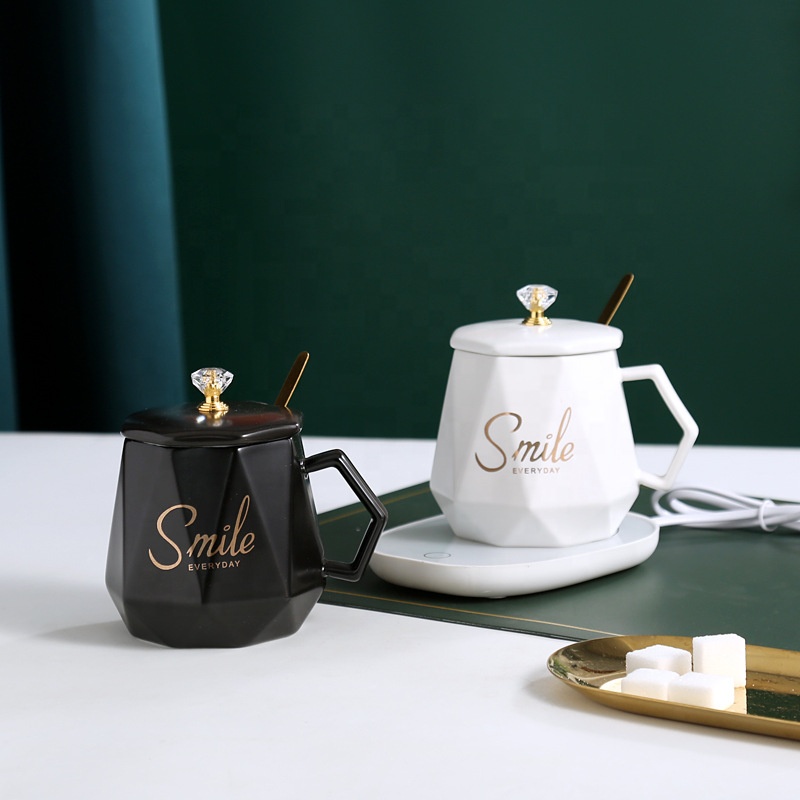 Custom Birthday Gift Set Thermostatic Cup Electric Black Warmer Mug Coffee Tea Ceramics Usb Charging Smart Heating Mug Set 2