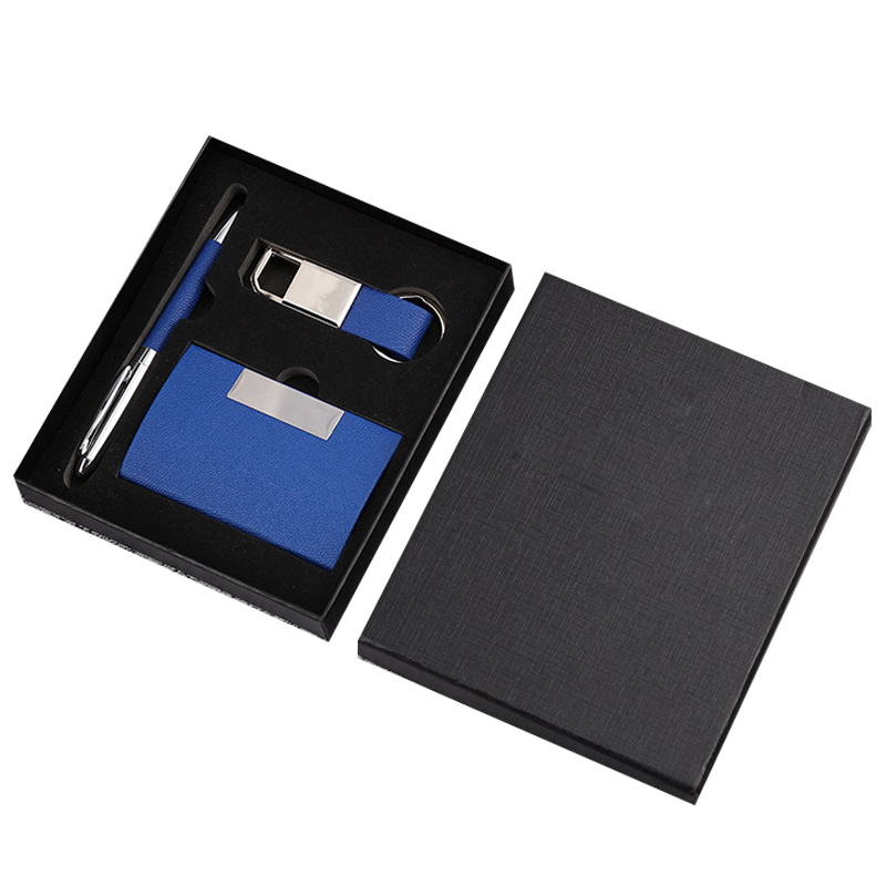 Custom Logo Stainless Steel Luxury Card Holder Set Promotional Office Keychain Pen Executive Doctors Medical Gift Set Gift