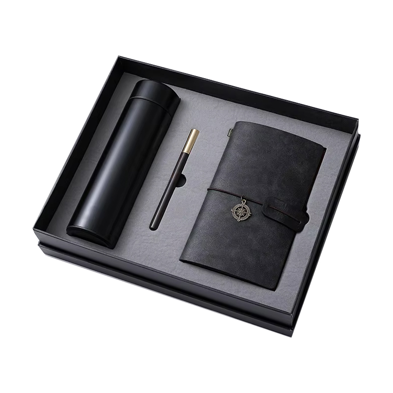 Factory Price Promotional Stainless Steel Notebook + Pen + Smart Water Bottle Custom Logo for Business Office Wedding Gift Set