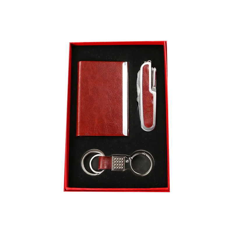 Luxury Custom Logo Stainless Steel Business Gift Set for Men-Card Holder Pen Box Multifunctional Tool Knife Keychain Gifts
