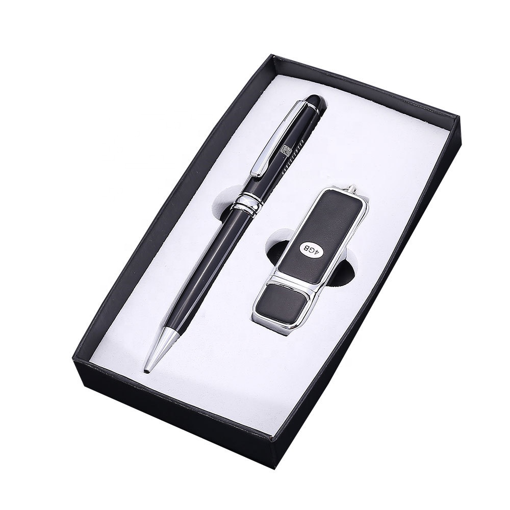 Promotional Gift Sets for Men Luxury Metal Pen Usb Flash Drives 2pcs Corporate Business Gift Sets 2023 for Christmas