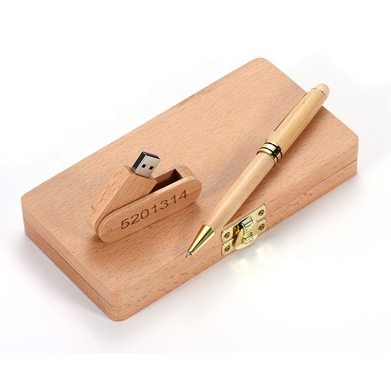 Promotional Bamboo Eco Custom Ballpoint Pen Wooden Pen Bamboo Stylus Ballpoint Flash Drive Wedding Corporate Business Gift Set 2