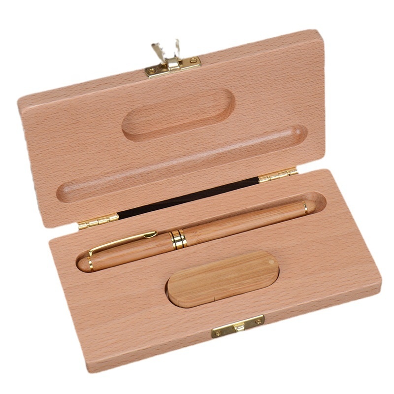 Promotional Bamboo Eco Custom Ballpoint Pen Wooden Pen Bamboo Stylus Ballpoint Flash Drive Wedding Corporate Business Gift Set