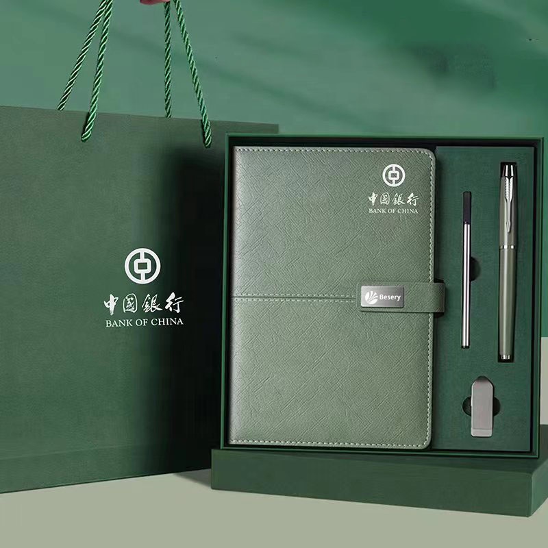 2026 OEM Custom Luxury Promotional Business Gifts Logo Stationery A5 Pu Notebook Wirh Pen Flash Drive Sets Corporate Gift Set
