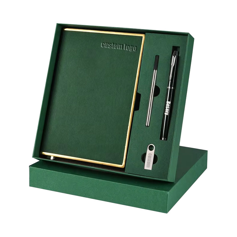 Wholesale A5 Journal Gift Stationery Business Promotional Luxury PU Leather Corporate Notebook With Pen Custom Gift Set for Man