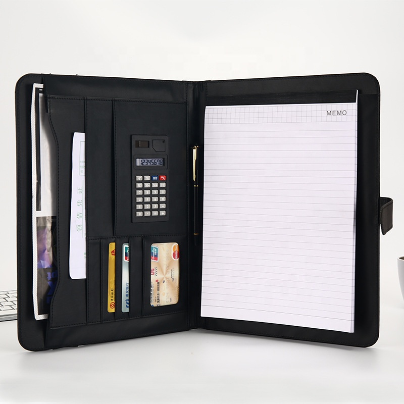 A4 Calculator PU Leather Manager Data Folder Custom Business Multifunction Luxury Folder Portfolio Office Business Gift Set