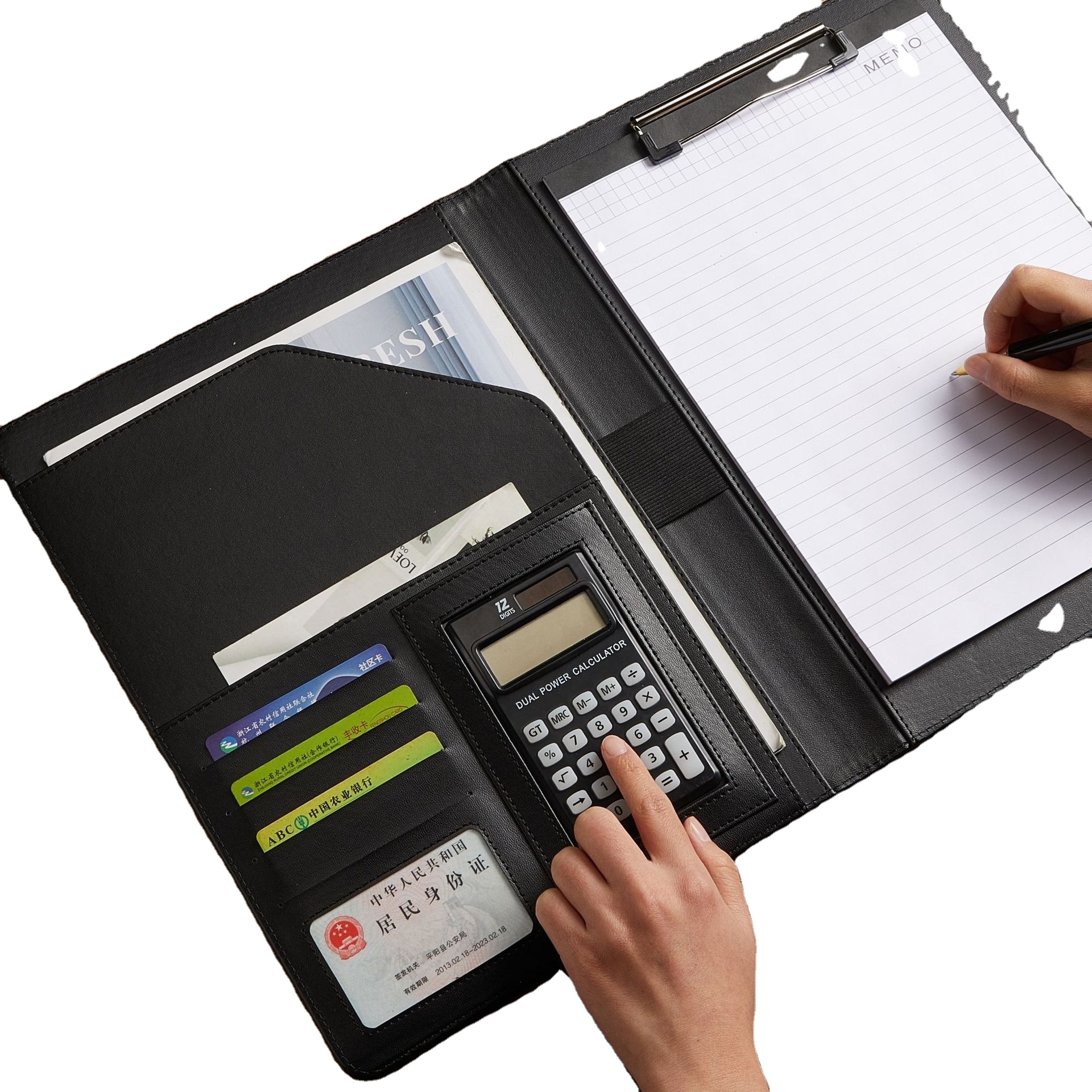 Wholesale Logo Multifunctional Portable Notebook Document Folder  A4 Leather Portfolio Folder Office Business Gift Set