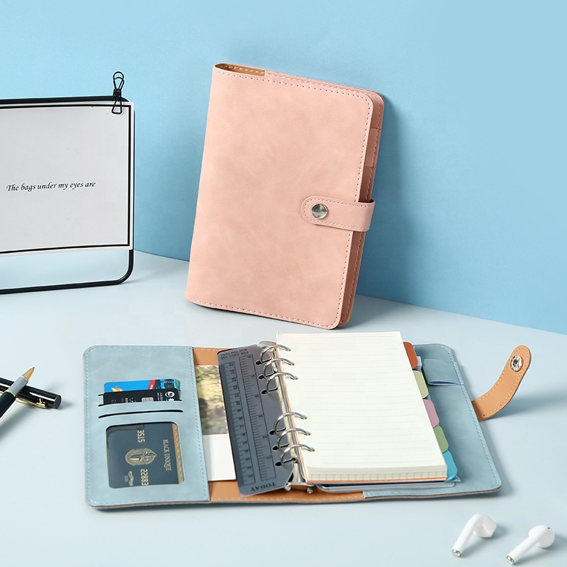 Business Notebook Mini Type 6 Ring Spiral Work Agenda Journal Budget Binder Pu Leather Cover A5 A6 A7 Binder 3